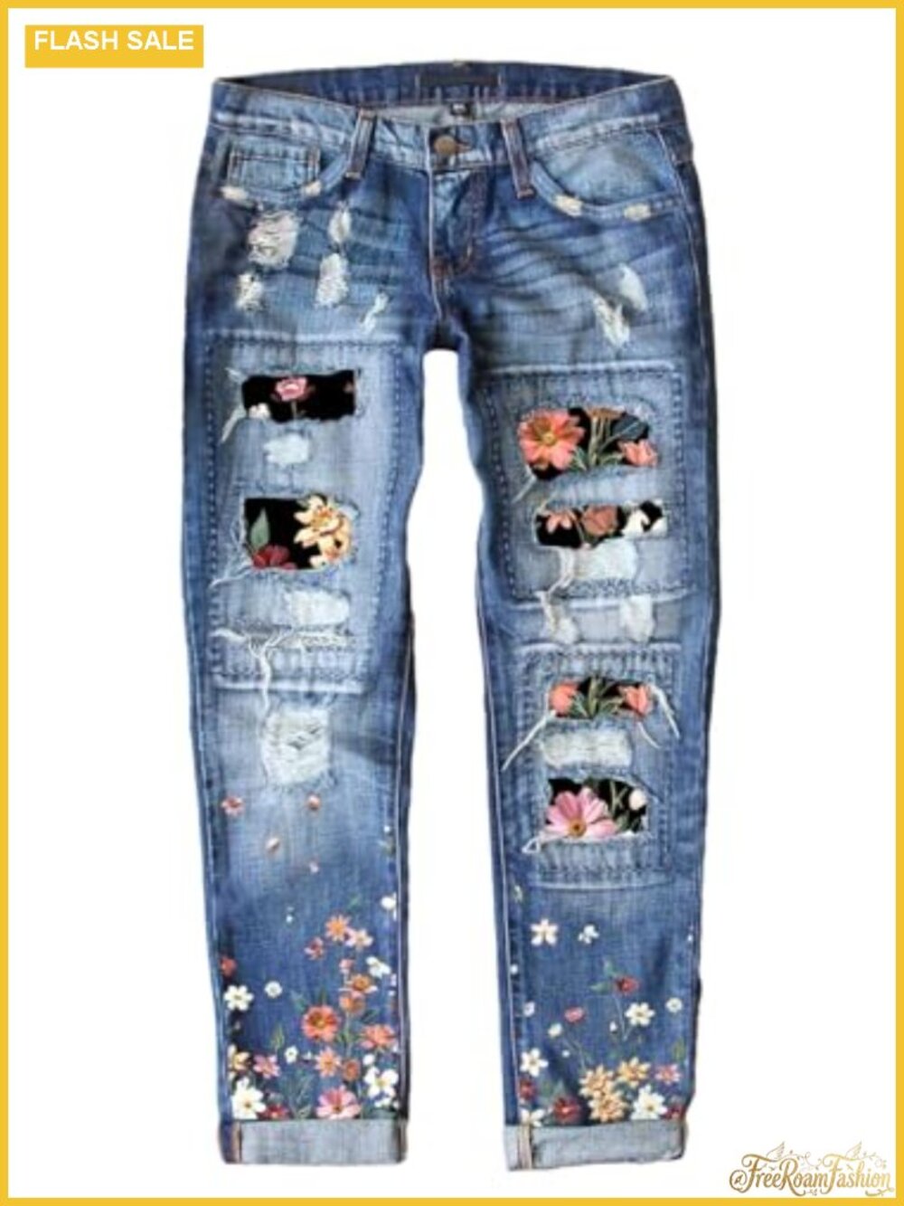 Womens High Rise Distressed Boyfriend Skinny Stretch Denim Jeans with Holes